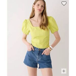 $90 New Puff-sleeve squareneck top in cotton poplin size 0 m7